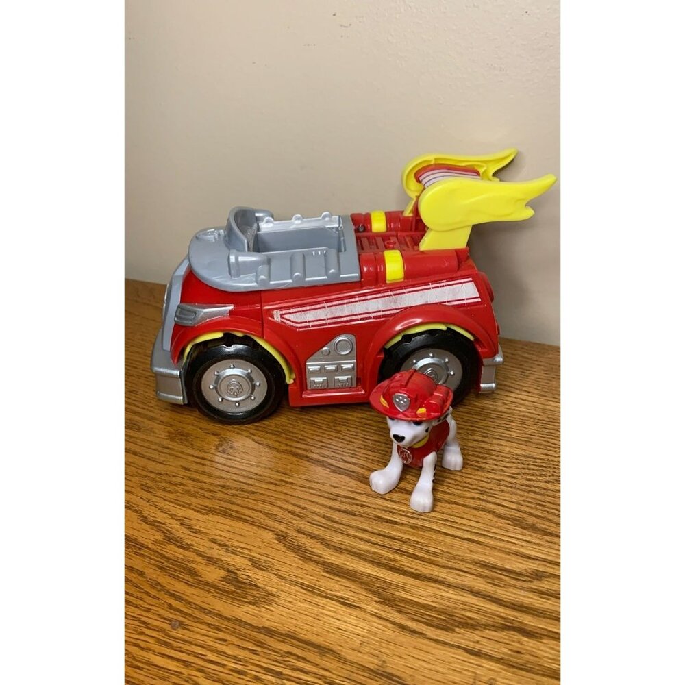 Paw Patrol Mighty Pups Super Paws Deluxe Vehicle Marshall Fire Truck with Lights